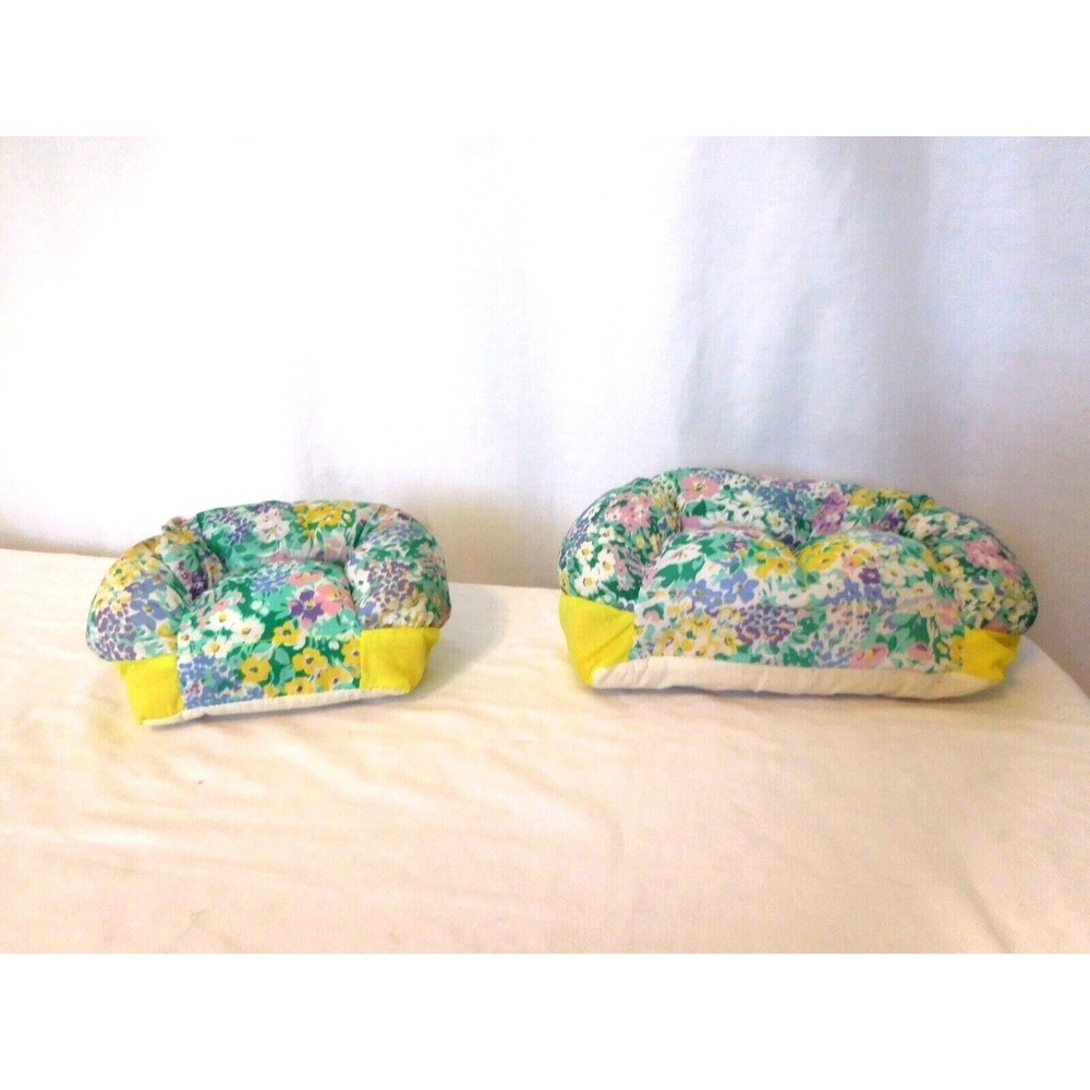 1994‎ Toymax Floral Fabric Stuffed Couch And Chair Set For Barbie Size Dolls